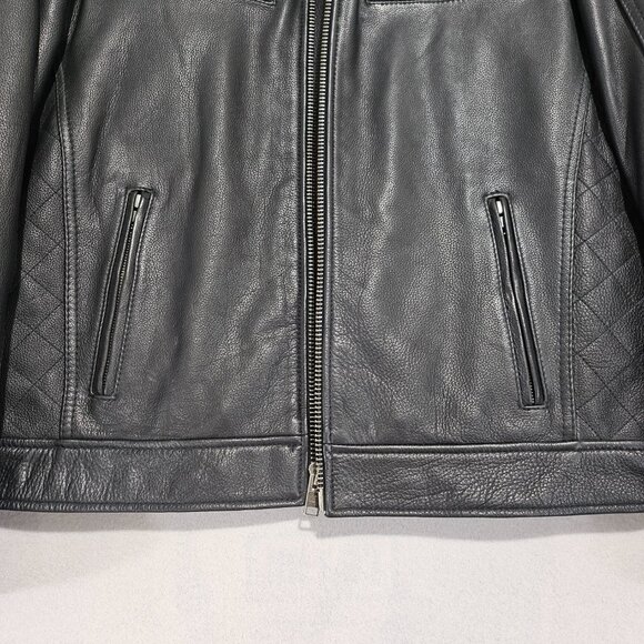 First Classics Jacket Mens Large Black Leather Zip Up Lined Biker Motorcycle - Picture 3 of 15
